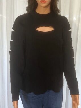 Jennifer Lopez Black Ladder Sleeve Sweater